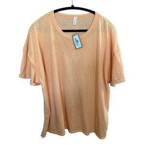 NWT Wishlist Linen Silk Knit Top M Orange Casual Beach
 Lounge Boxy Resort